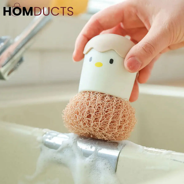 Cute Chick Egg-Shaped Kitchen Sponge Holder with Scrubber – Adorable Dishwashing Tool Organizer