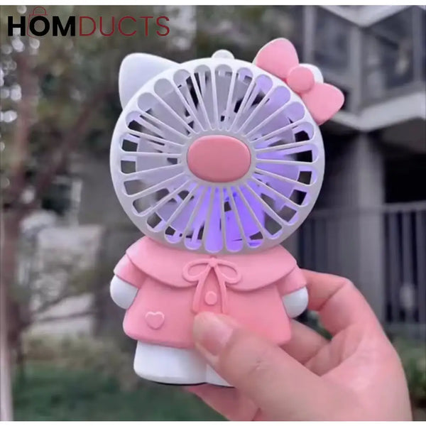 Cute & Compact Hello Kitty Rechargeable Handheld Mini Pocket Fan