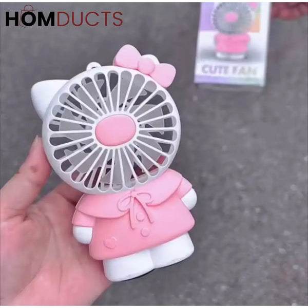 Cute & Compact Hello Kitty Rechargeable Handheld Mini Pocket Fan