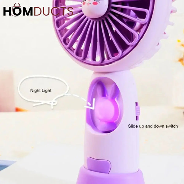 Cute Handheld Fan With Night Light