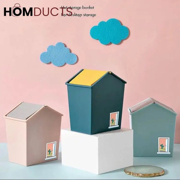 Cute Mini Desktop Trash Can with Swing Lid - Perfect for Home & Office