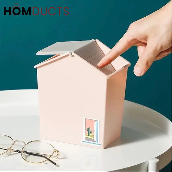 Cute Mini Desktop Trash Can with Swing Lid - Perfect for Home & Office