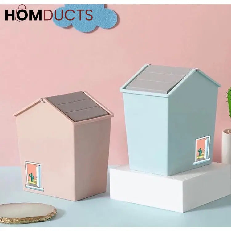 Cute Mini Desktop Trash Can with Swing Lid - Perfect for Home & Office