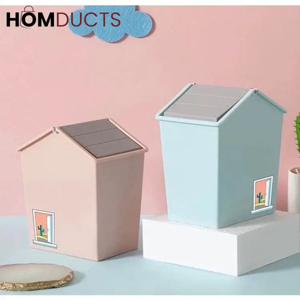 Cute Mini Desktop Trash Can with Swing Lid - Perfect for Home & Office