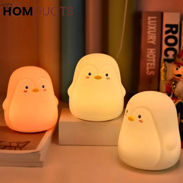 3D Penguin Night Light - 7 Color Changing LED Acrylic Lamp, USB Powered