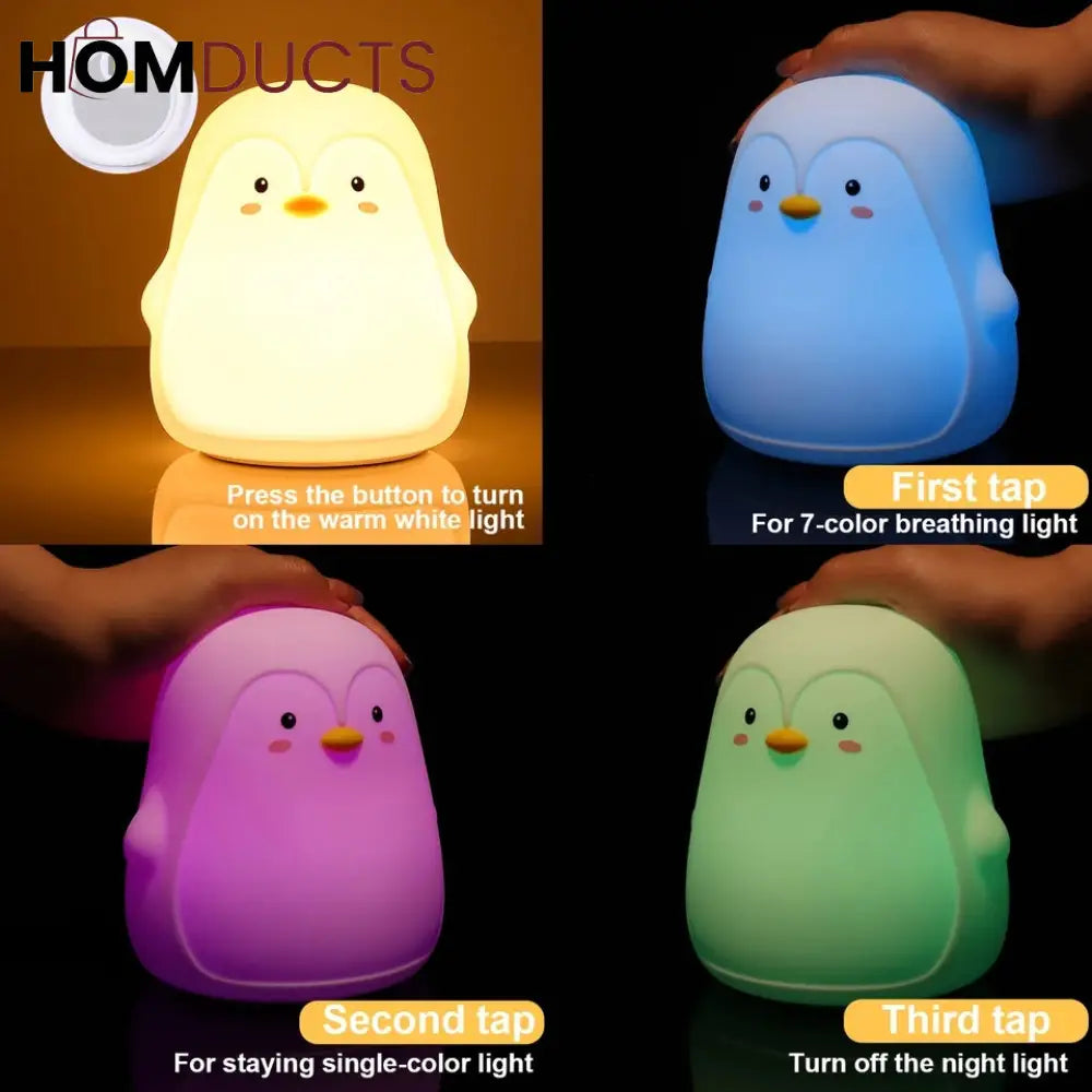 Cute Penguin 7 Color Changing Lamp For Kids