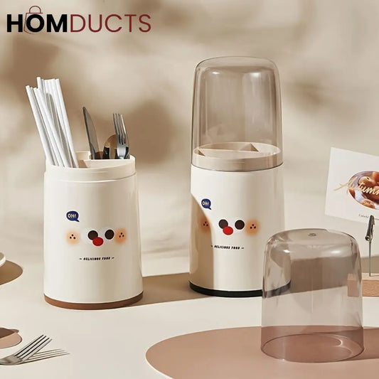 Cutlery Holder With Dustproof Lid