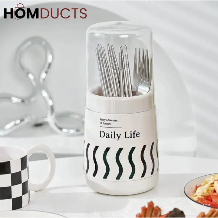Cutlery Holder With Lid