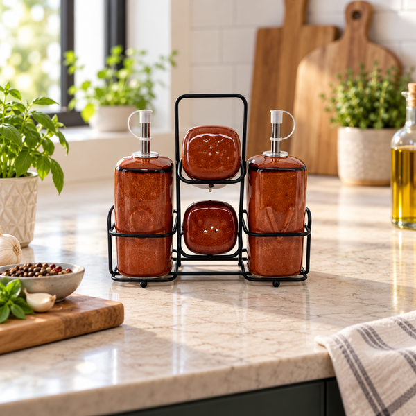 Danny Home 5-Piece Rust Castor Condiment Set