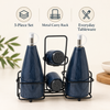 5-Piece Navy Castor Condiment Set features and details
