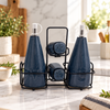 Danny Home 5-Piece Navy Castor Condiment Set