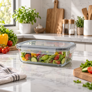 Danny Home Rectangular Glass Food Container with Locking Lid – 1000ml