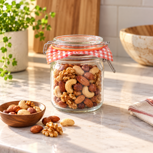 Danny Home Round Clip-Top Glass Storage Jar – 9 x 14cm shown in use