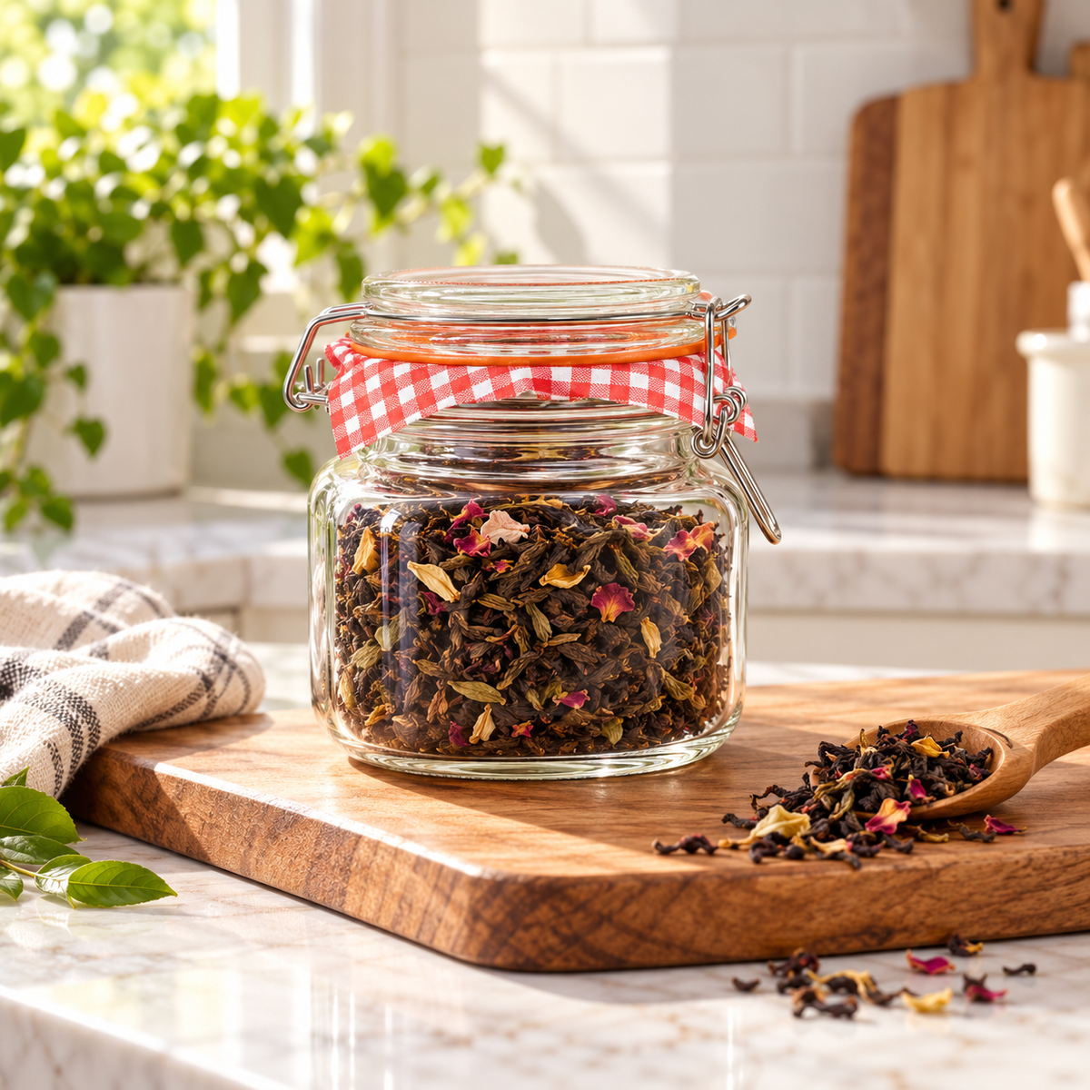Danny Home Square Clip-Top Glass Storage Jar – 525ml shown in use
