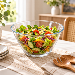 Danny Home 2.3L Large Glass Salad Bowl serving a hot drink