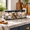 Danny Home Glass Canister Set with Metal Rack – 3 Pieces