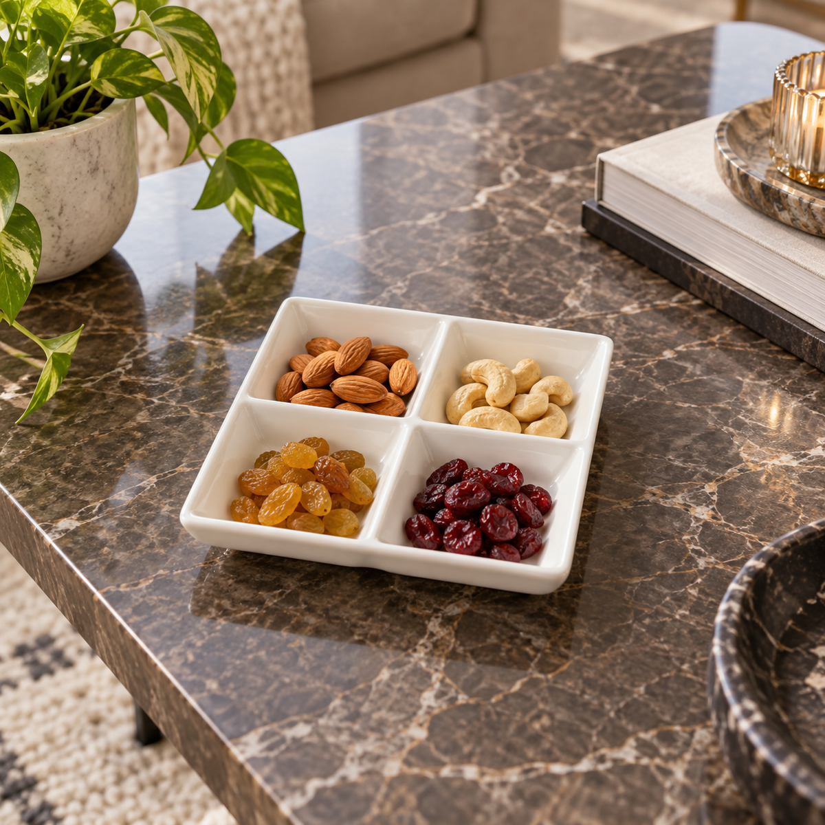 Danny Home four section porcelain dry fruit plate