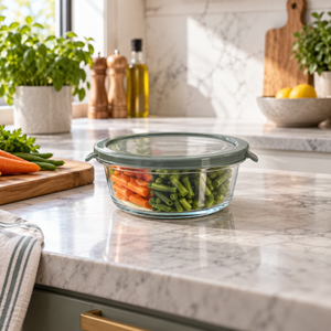 Danny Home Round Glass Food Container with Lid – 635ml