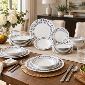 Danny Home Blue Geometric Dinner Set – 24 Pieces