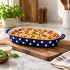 Danny Home blue polka dot porcelain bakeware dish