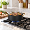 Danny Home 24cm Aluminum Non-Stick Cooking Pot with Glass Lid in use