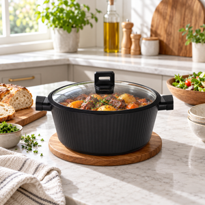 Danny Home 24cm Casserole Pot with Glass Lid in use