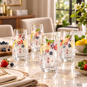Danny Home Floral 4-Piece Glass Set – 560ml shown in use