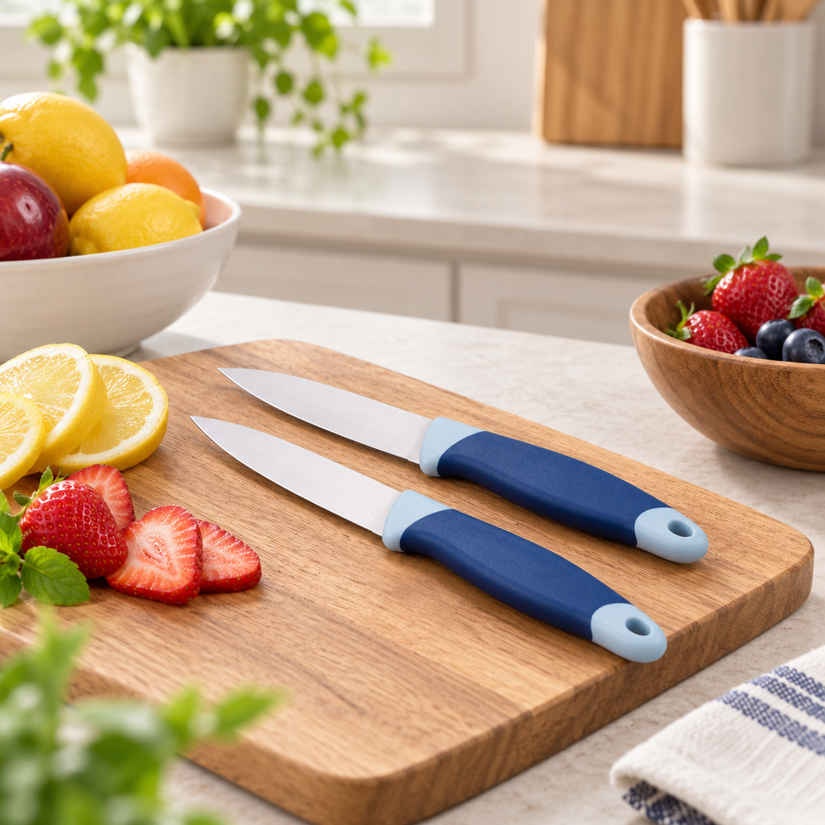 Danny Home blue two-piece stainless steel fruit knife set