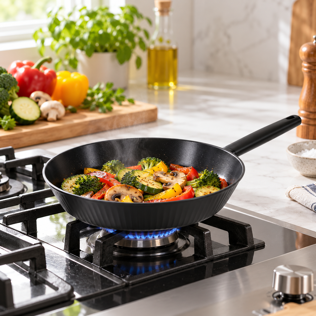 Danny Home 22cm Fry Pan – 4.5cm Deep in use