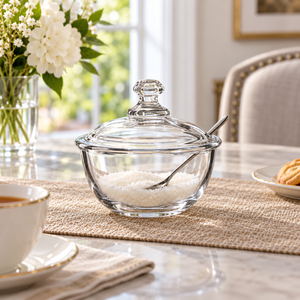 Danny Home Glass Bowl with Lid & Spoon – 2-Piece Set