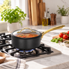 Danny Home 20cm Aluminum Non-Stick Saucepan with Glass Lid in use