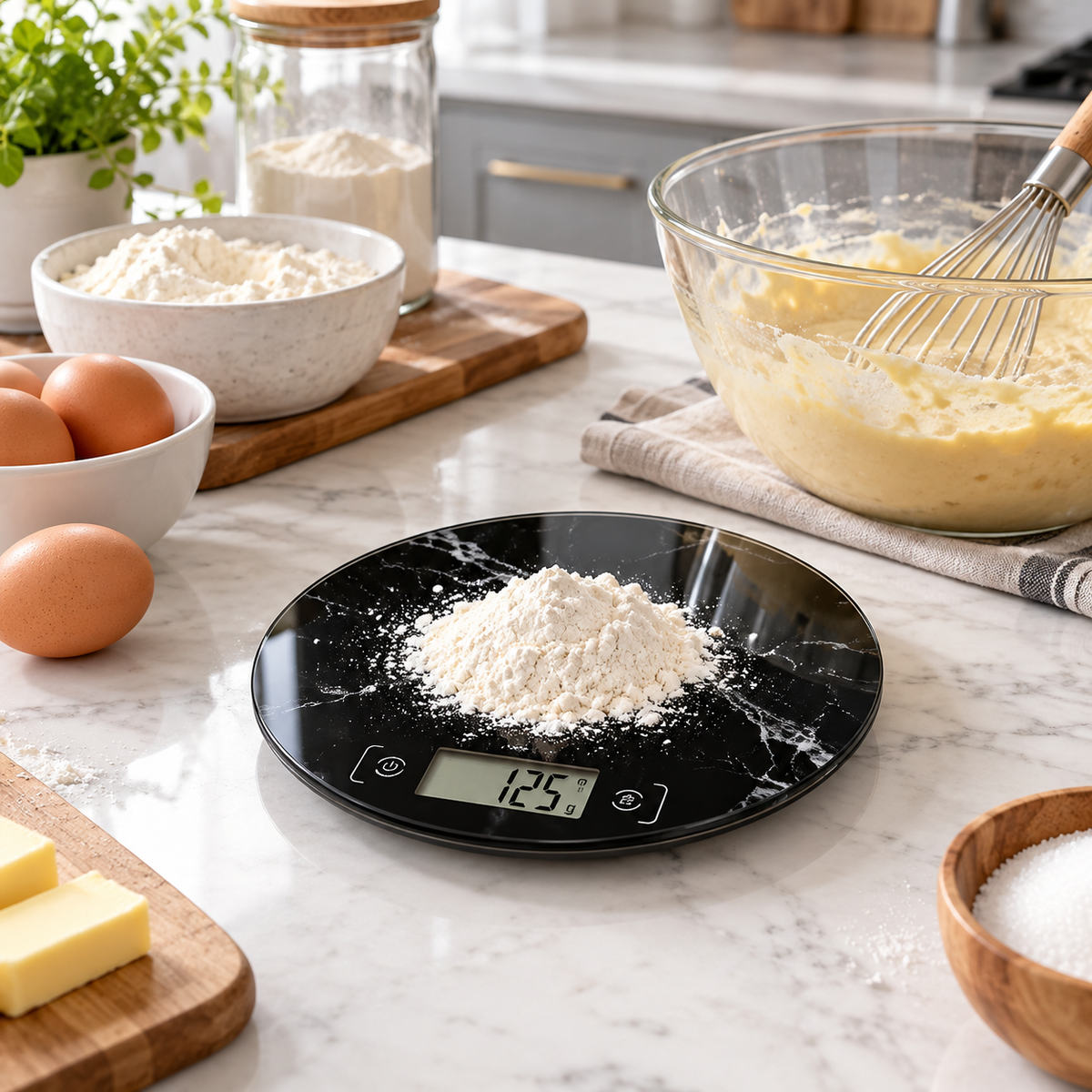 Danny Home 5KG Round Digital Kitchen Scale in use
