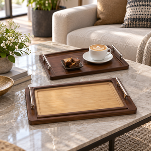 Danny Home Bamboo Serving Tray Set – 2 Pieces