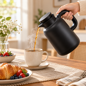 Danny Home 1L Black Glass-Lined Vacuum Jug pouring tea