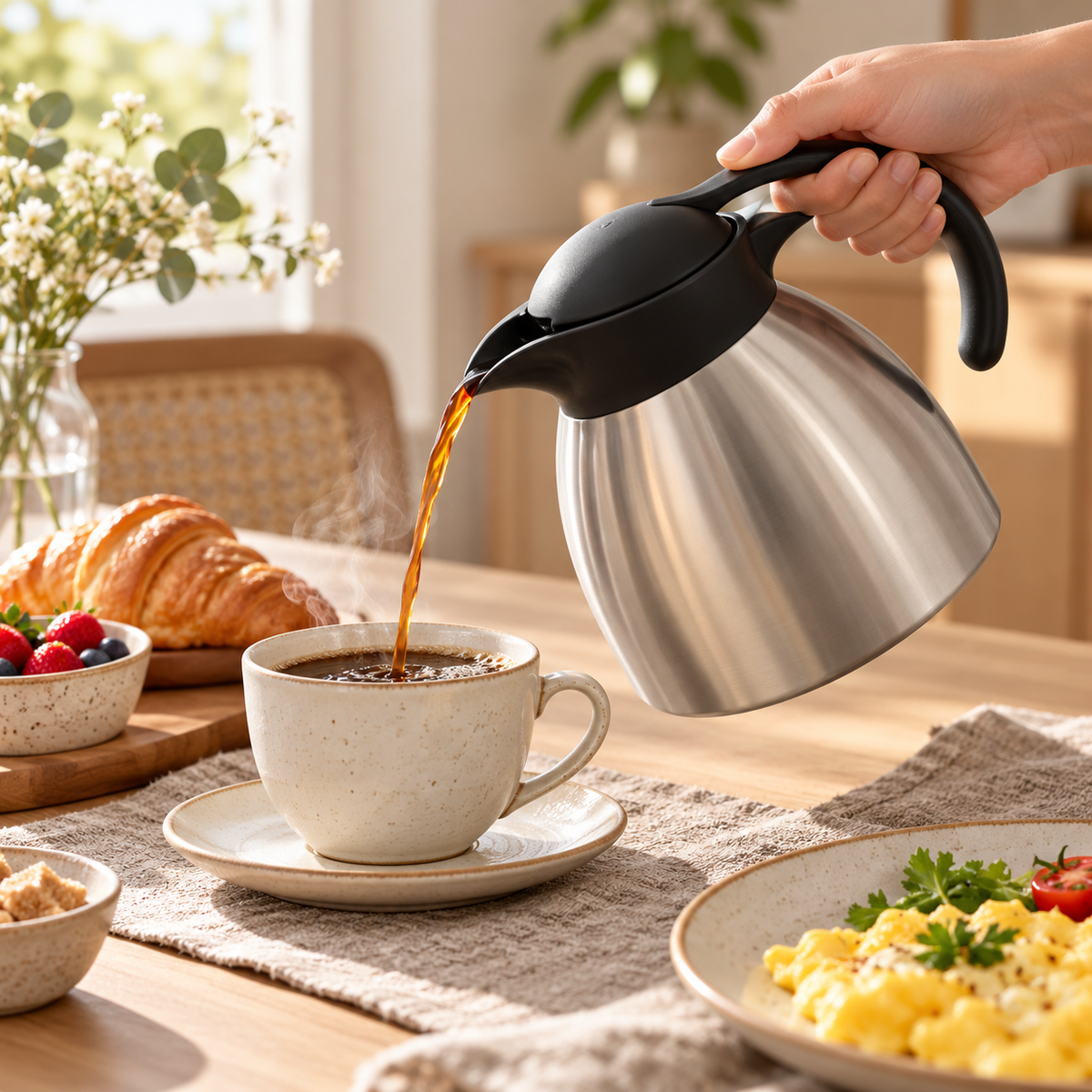 Danny Home 600ml Stainless Steel Vacuum Jug pouring tea