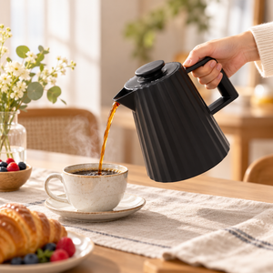 Danny Home Ribbed 1L Black Vacuum Jug pouring tea