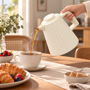 Danny Home Ribbed 1L White Vacuum Jug pouring tea