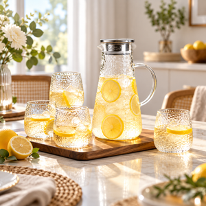 Danny Home 5-Piece Glass Teapot & Cup Set – 1790ml shown in use