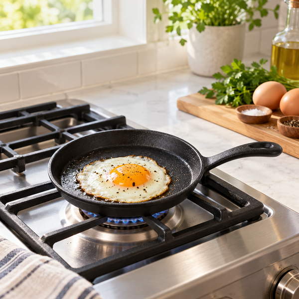 Danny Home 16cm Cast Iron Skillet in use