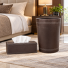 Premium Dark Brown Leather-Style Tissue Box & Dustbin Set lifestyle image