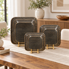 Premium Dark Chatai-Style Rectangular Serving Tray Set – 3 Pcs