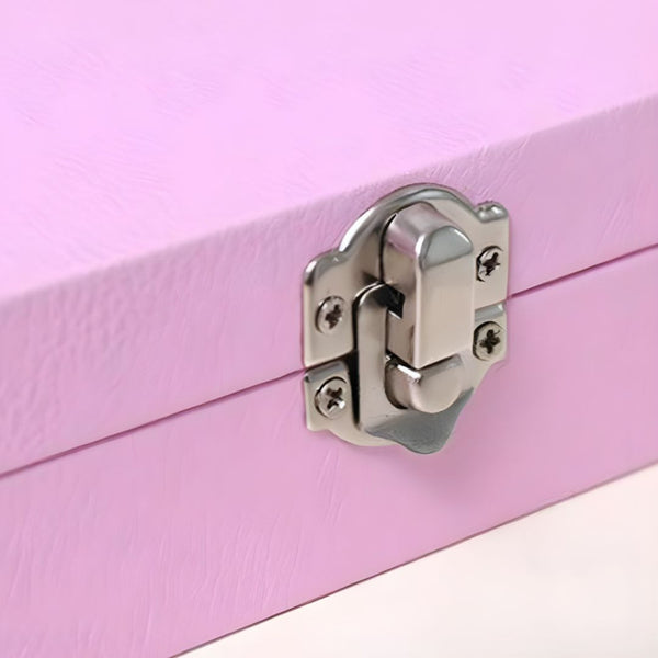Luxury Pink Jewellery Organizer Box with Necklace Hooks & Ring Compartments