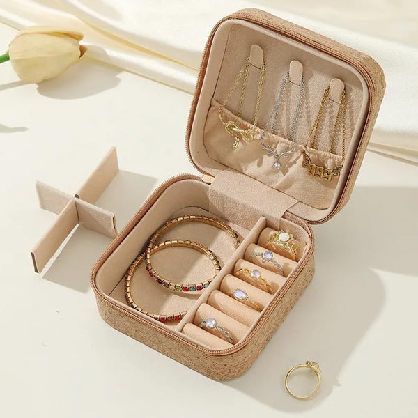 Portable Zipper Jewellery Organizer Box – Travel Storage Case for Rings, Earrings, Necklaces & Bracelets