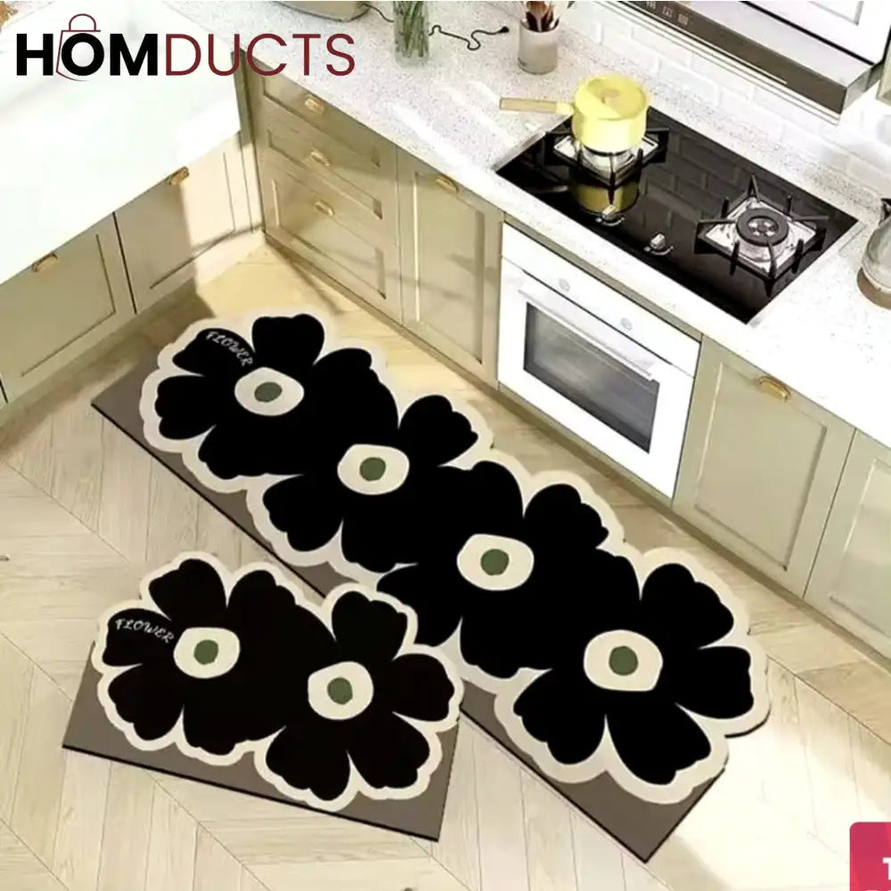 Decorative Super Absorbent Kitchen Matt Set (2Pcs)