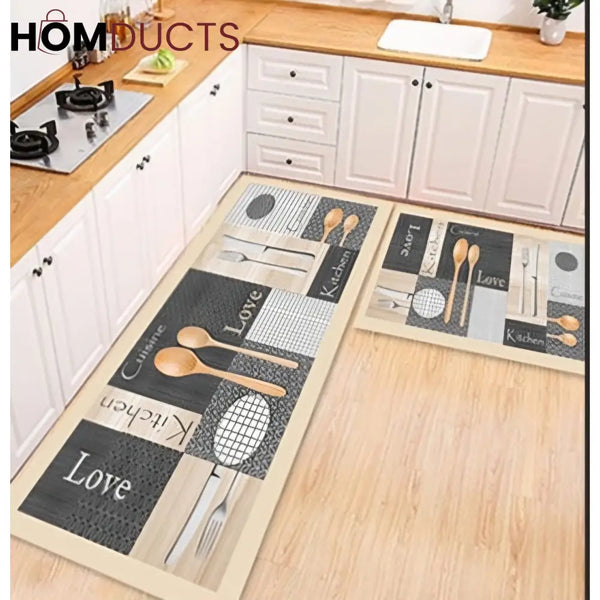 Decorative Super Absorbent Kitchen Matt Set (2Pcs)