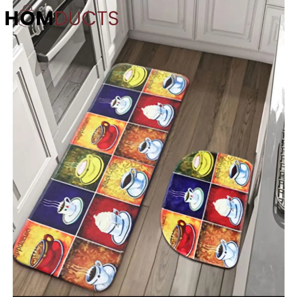 Decorative Super Absorbent Kitchen Matt Set (2Pcs)