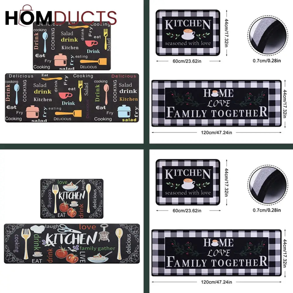 Decorative Super Absorbent Kitchen Matt Set (2Pcs)