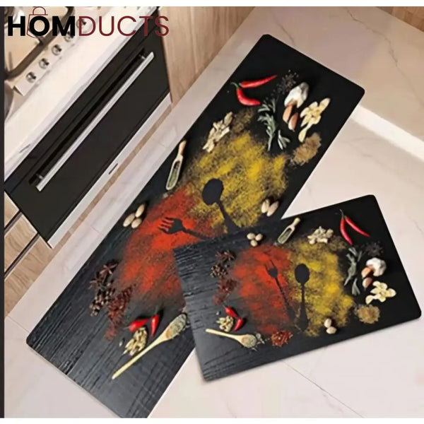 Decorative Super Absorbent Kitchen Matt Set (2Pcs)