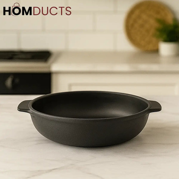 Deep Porcelain Cooking Bowl with Handles – Heat-Resistant Kitchenware
