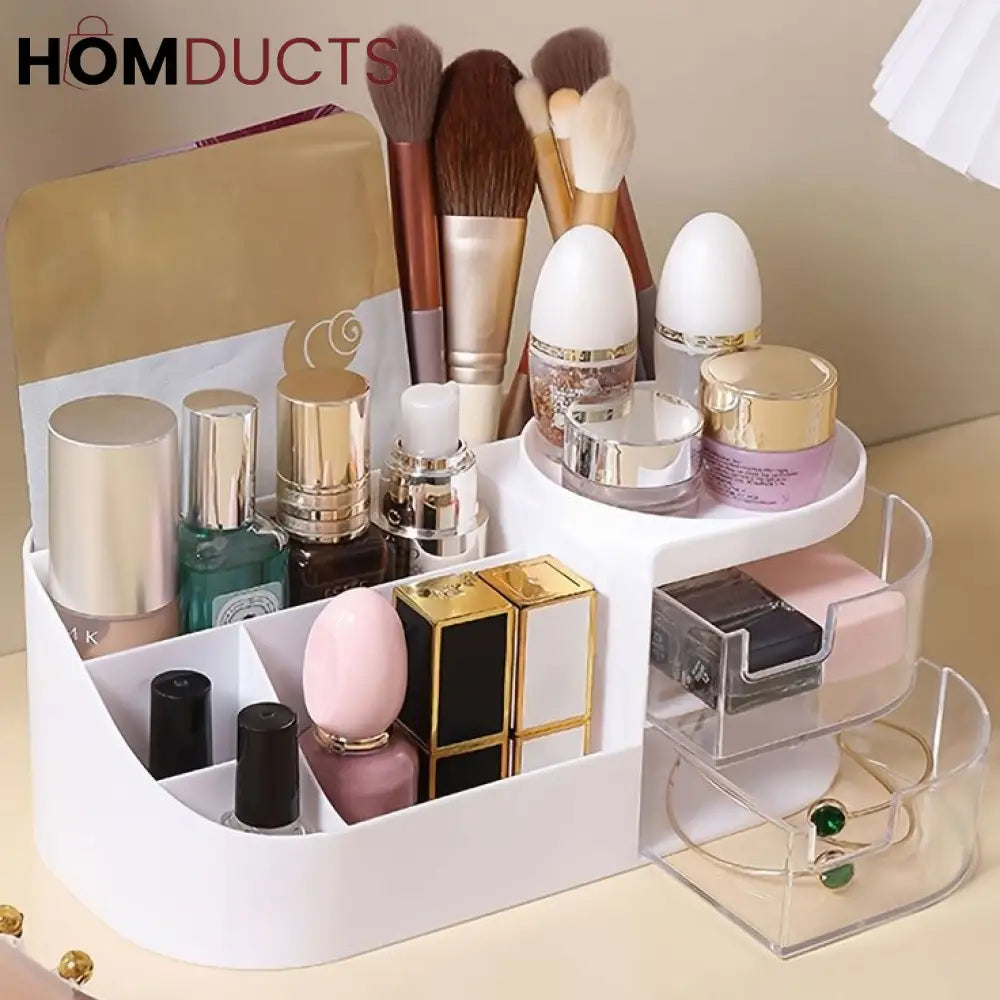 Desktop Cosmetic Organizer With Clear Drawers